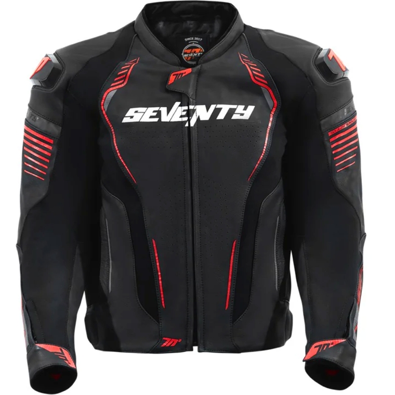 Seventy Degrees SD-JL24 Spoiler Leder Motorradjacke schwarz-rot