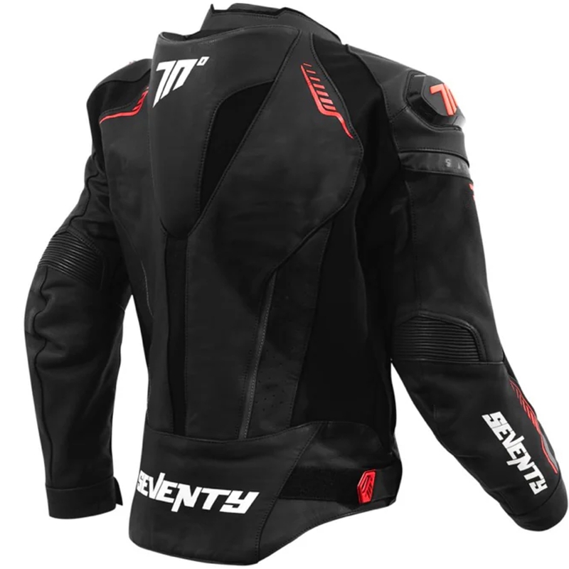 Seventy Degrees SD-JL24 Spoiler Leder Motorradjacke schwarz-rot