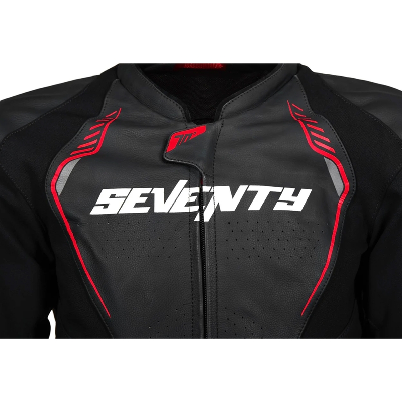 Seventy Degrees SD-JL24 Spoiler Leder Motorradjacke schwarz-rot