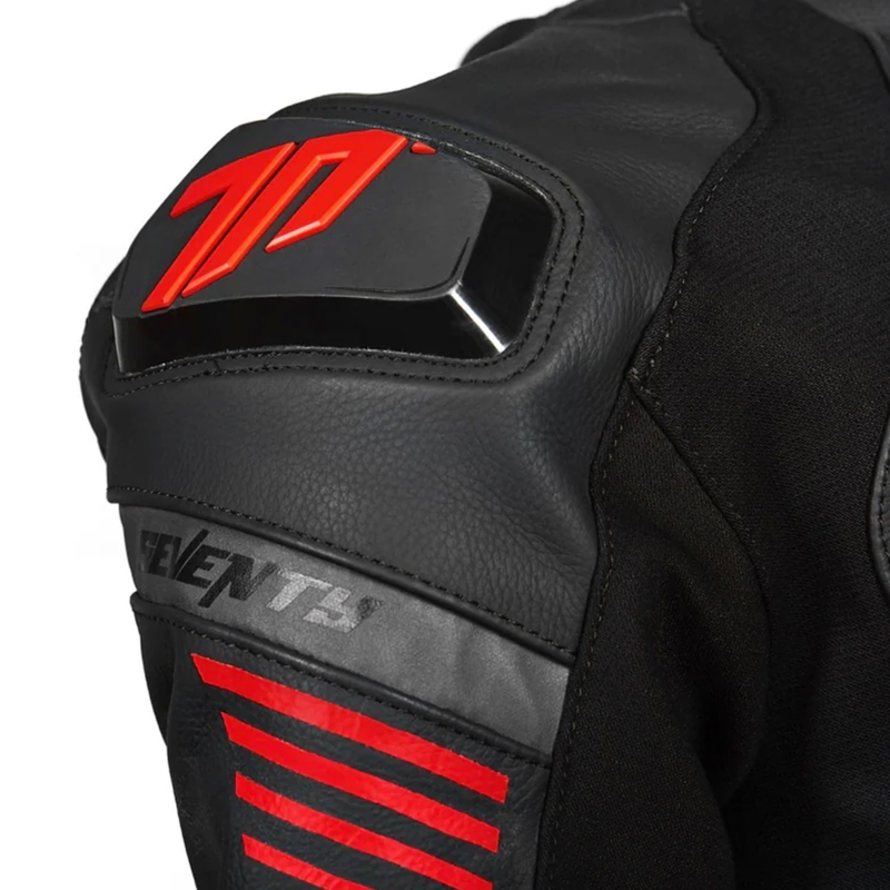 Seventy Degrees SD-JL24 Spoiler Leder Motorradjacke schwarz-rot