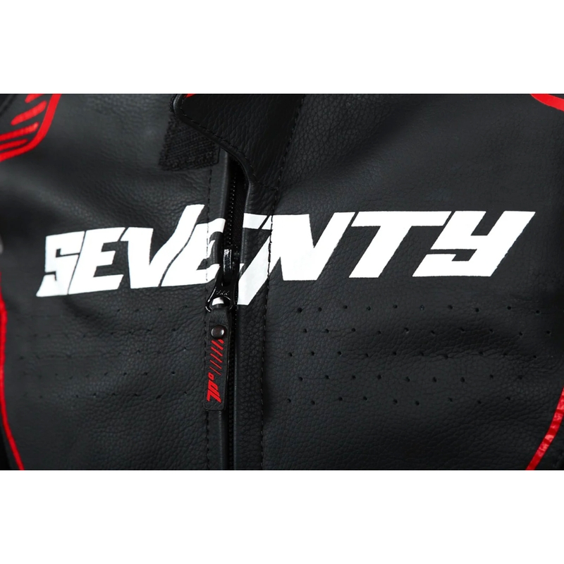 Seventy Degrees SD-JL24 Spoiler Leder Motorradjacke schwarz-rot