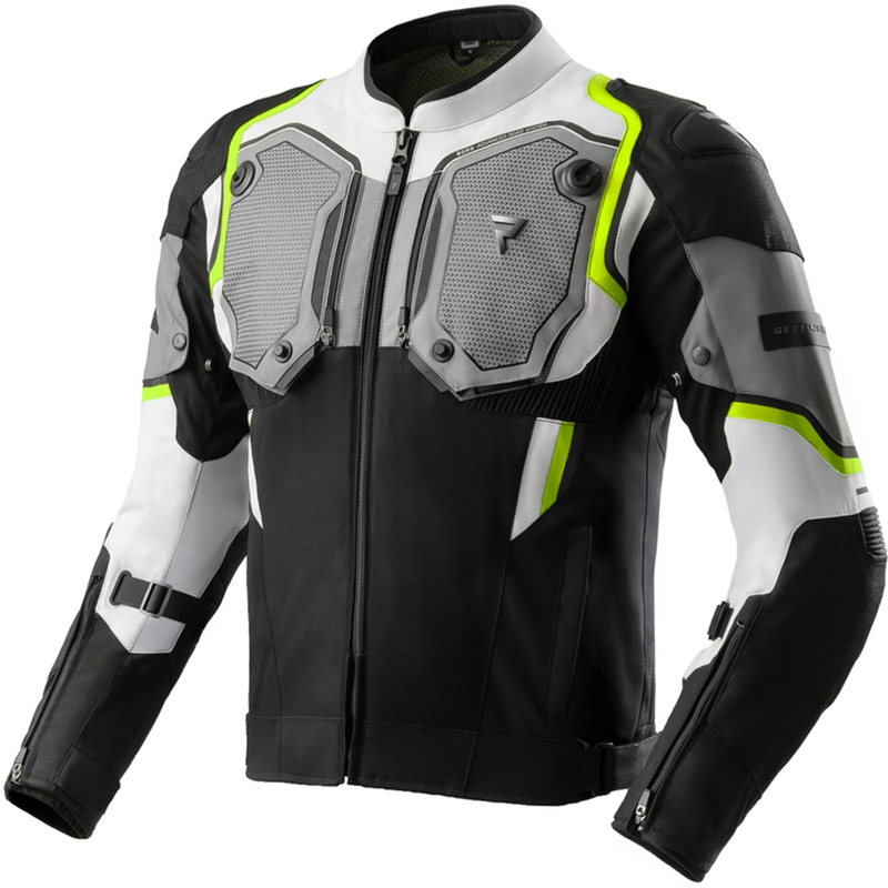 Rebelhorn Borg II Motorradjacke schwarz-grau-fluogelb