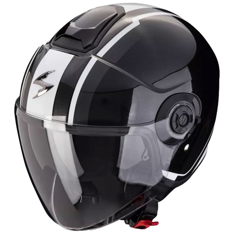 Offener Motorradhelm Scorpion CORPION EXO-CITY II VEL metallic schwarz und weiß Ausverkauf