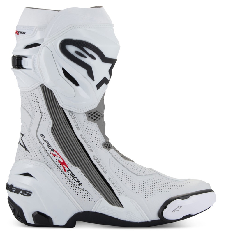 Motorradstiefel Alpinestars Supertech R Vented Weiß-Hellgrau-Schwarz