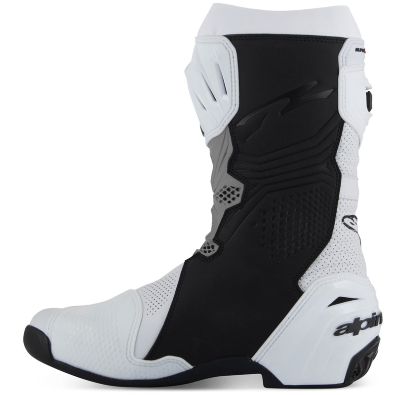 Motorradstiefel Alpinestars Supertech R Vented Weiß-Hellgrau-Schwarz