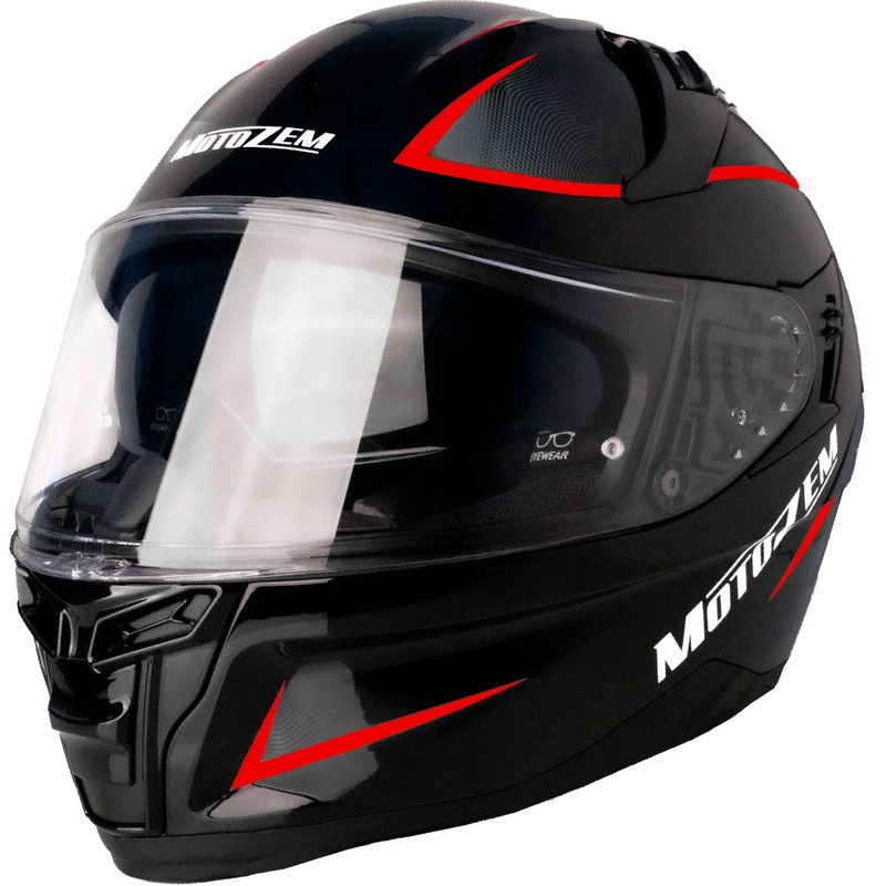 Motozem Guardian Integralhelm Motorrad Schwarz-Rot - II. Qualität