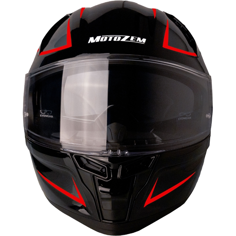 Motozem Guardian Integralhelm Motorrad Schwarz-Rot - II. Qualität
