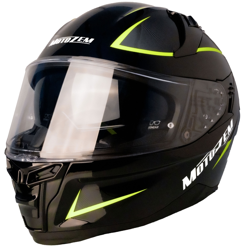 MotoZem Guardian Integralhelm Motorrad Schwarz-Gelb - II. Qualität