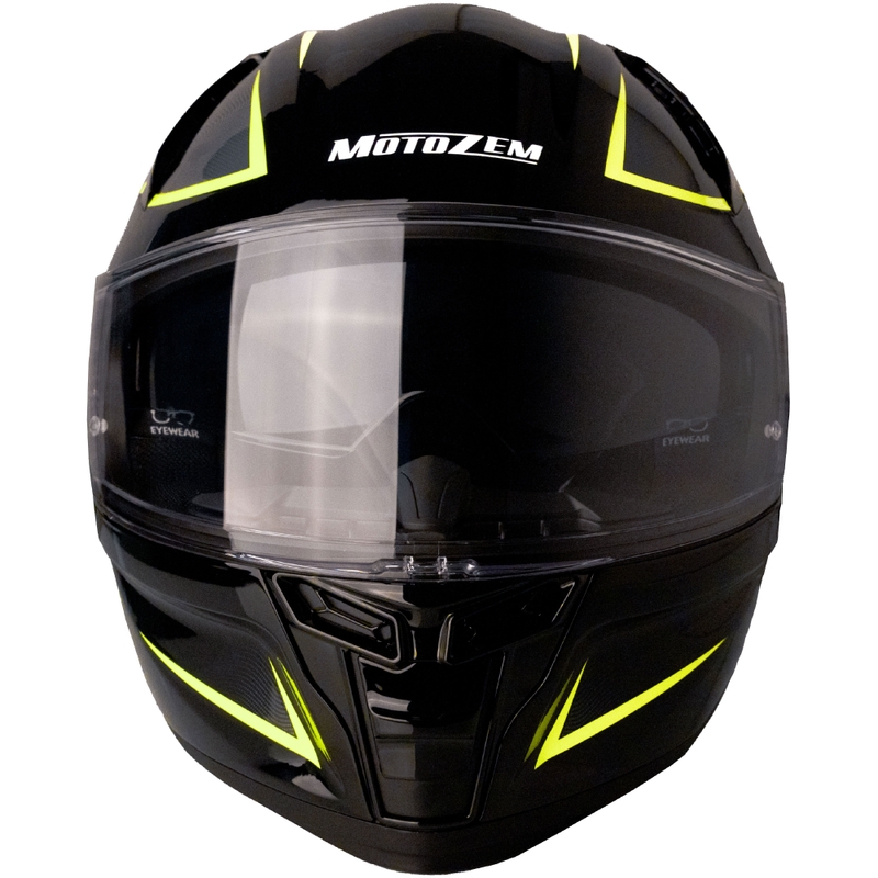 MotoZem Guardian Integralhelm Motorrad Schwarz-Gelb - II. Qualität