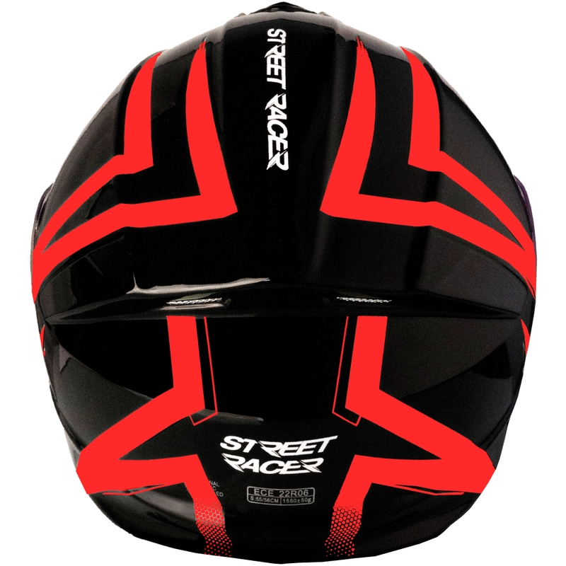 Klappbarer Motorradhelm Street Racer Fury schwarz-rot - II. Qualität