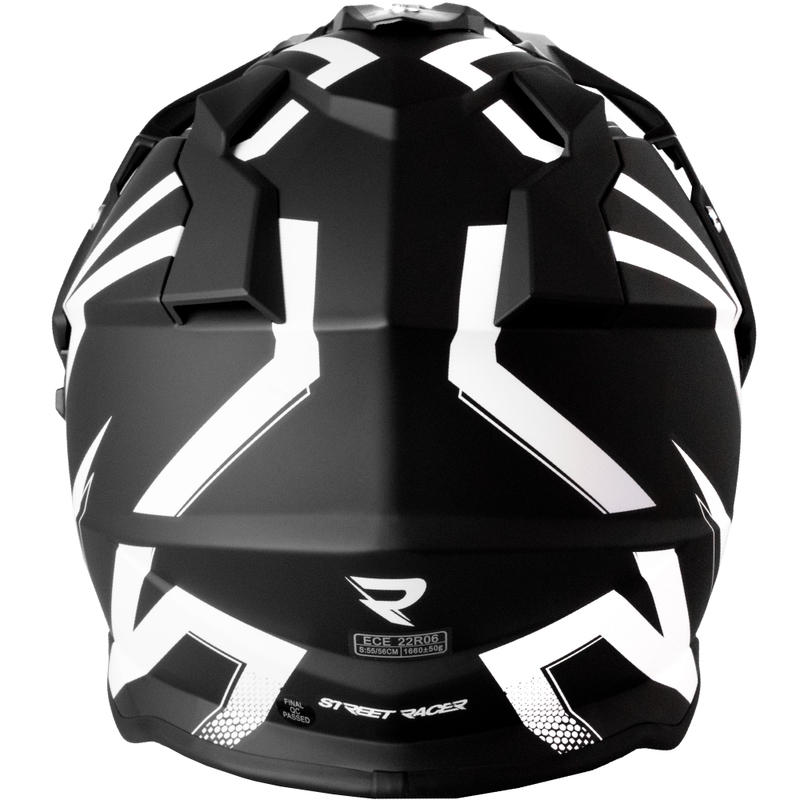 Enduro-Motorradhelm Street Racer Ignite mattschwarz-weiß - II. Qualität