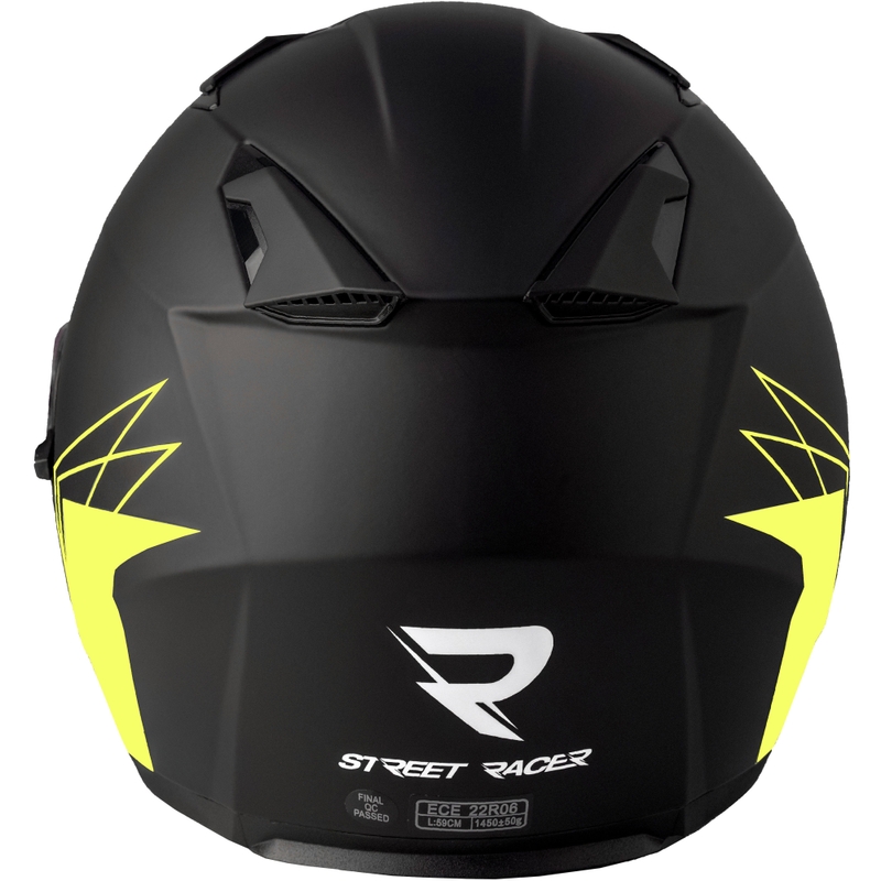 Offener Motorradhelm Street Racer Sonic Mattschwarz-Fluogelb - II. Qualität