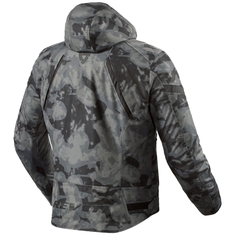 Dunkelgraue Motorradjacke Revit Flare 3 H2O in Tarnfarbe