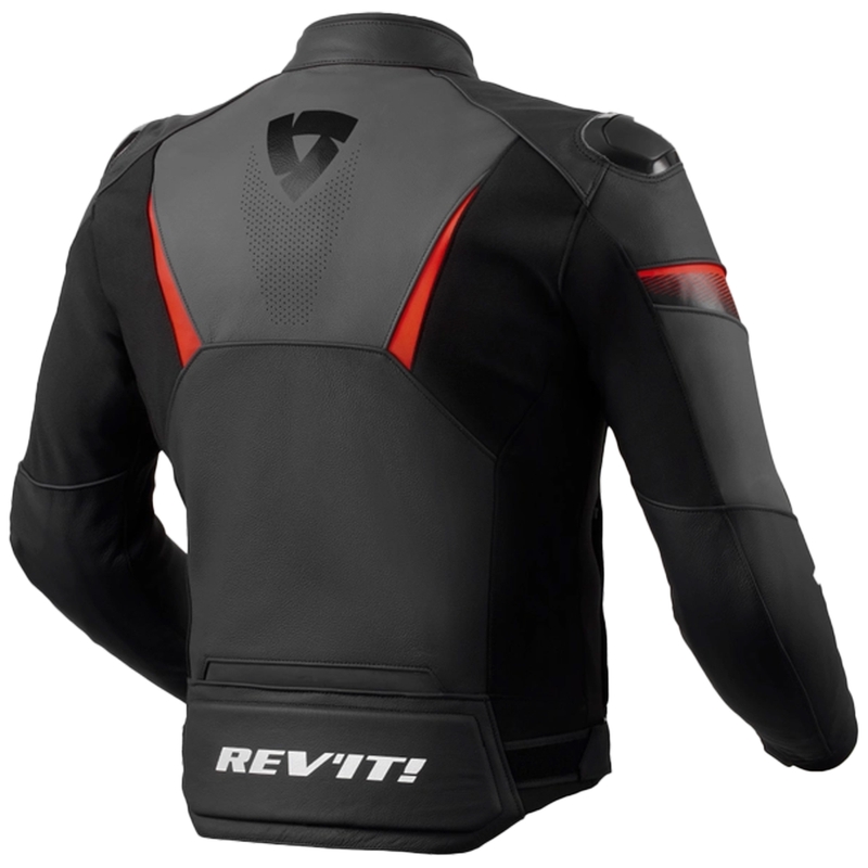 Revit Argon 2 Leder-Motorradjacke schwarz-fluo rot