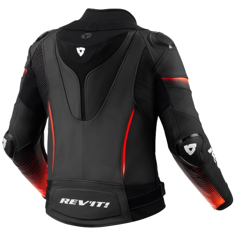 Damen Revit Xena 4 Pro Schwarz-Fluo Rot Leder Motorradjacke