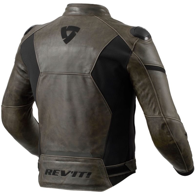 Leder-Motorradjacke Revit Parallax dunkeloliv