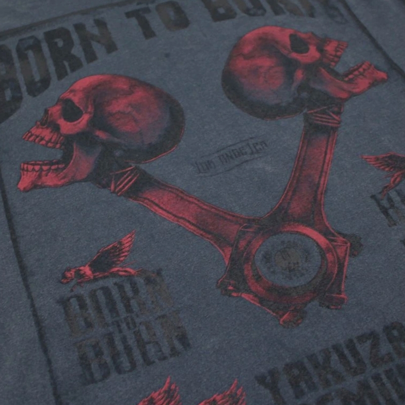 T-Shirt Yakuza Premium Rude and Rough Born to Burn - Los Angeles blau
