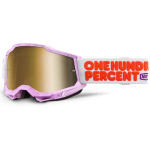 100% Accuri 2 Hundreds Motocross-Brille mit goldenem Plexiglas