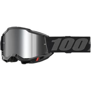 Kinder-Motocrossbrille 100% Accuri 2 Junior schwarz mit silbernem Plexiglas