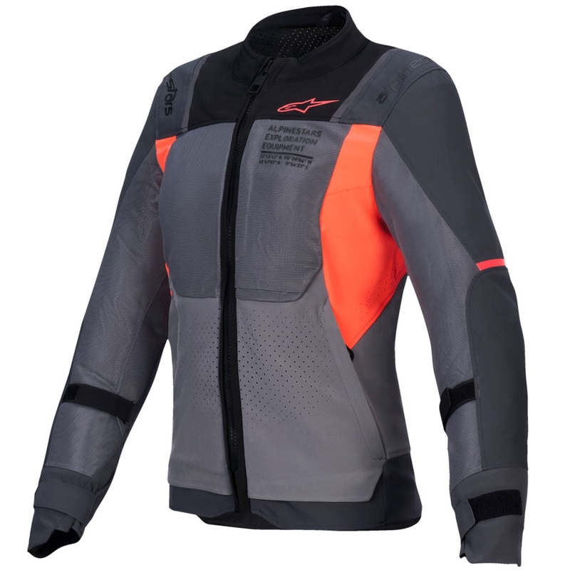 Alpinestars Stella ST-2 Air Damen Motorradjacke grau-dunkelgrau-fluokoralle