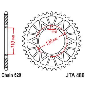 Aluminium-Ketten Rad JT JTA 486-44BLK 44T, 520 schwarz