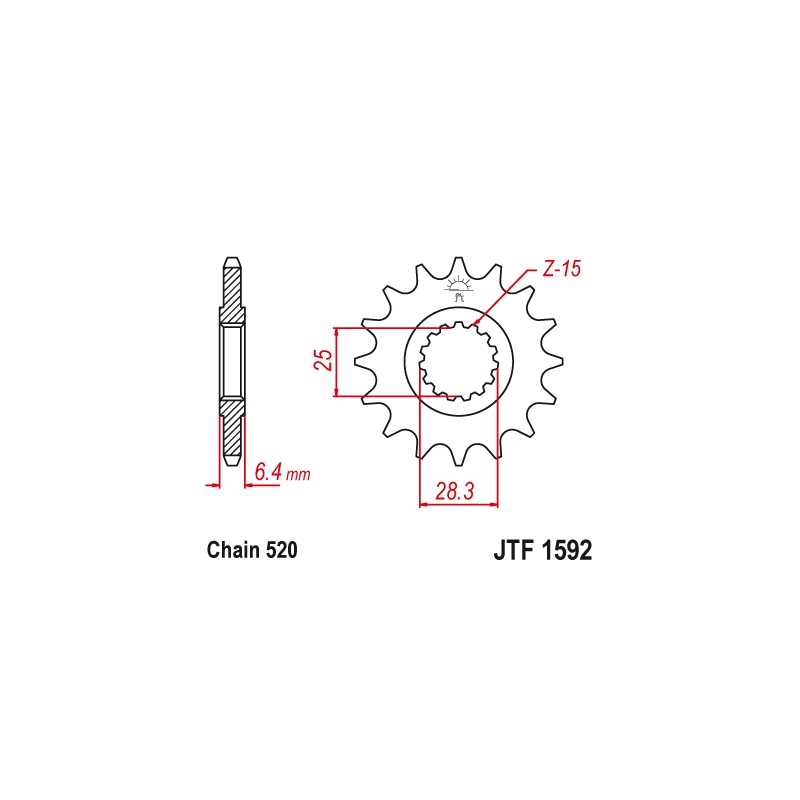 Ritzel JT 14T, 520 rubber cushioned