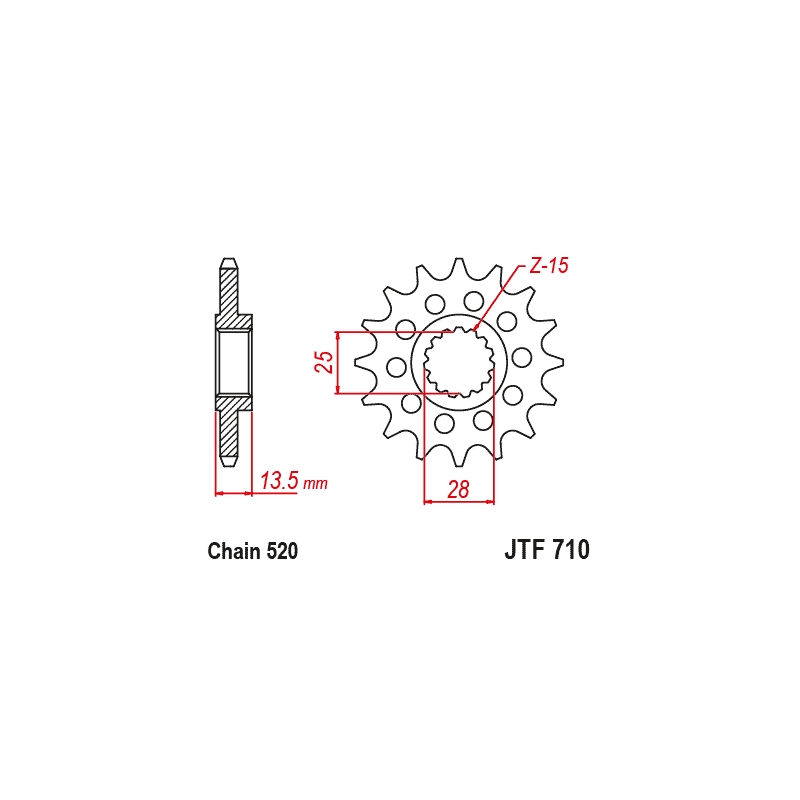Ritzel JT 15T, 520 rubber cushioned