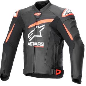 Leder-Motorradjacke Alpinestars GP plus R 4 Airflow Schwarz-Fluo-Rot-Weiß