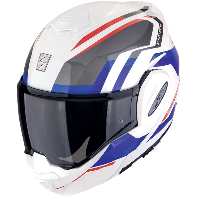 Klappbarer Motorradhelm Scorpion EXO-TECH EVO FURIO weiß-rot-blau