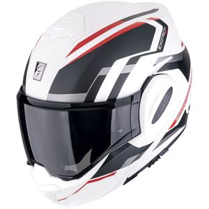 Klappbarer Motorradhelm Scorpion EXO-TECH EVO FURIO mattweiß-schwarz-rot