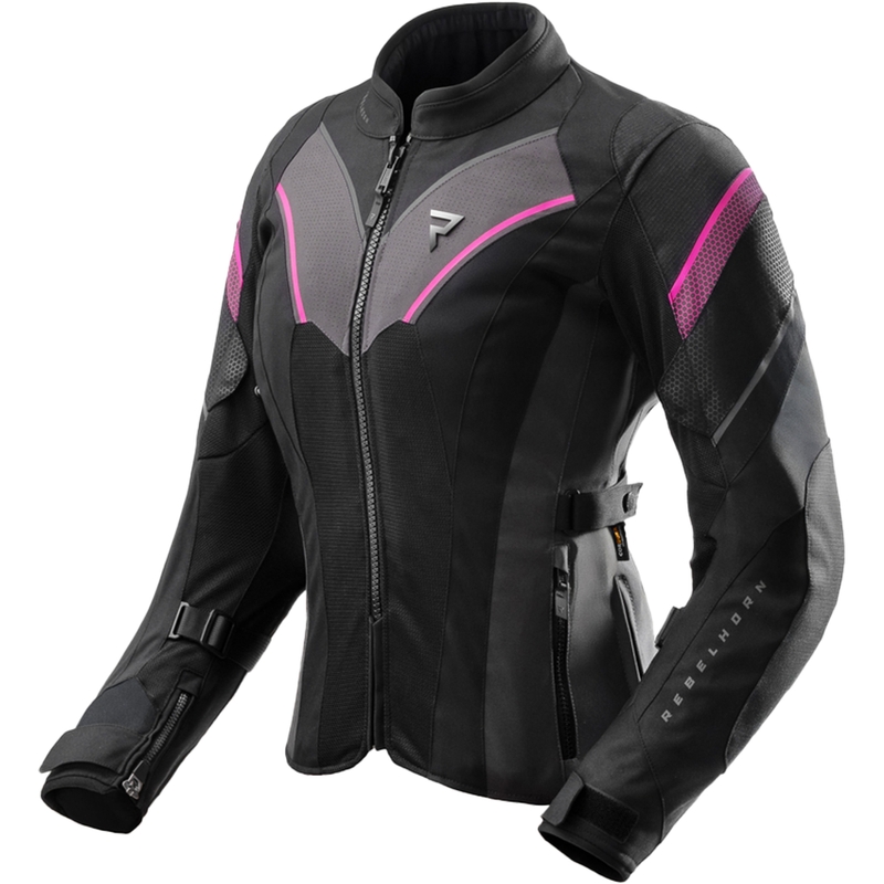 Women's Rebelhorn Hiflow V Schwarz-Grau-Rosa Motorradjacke