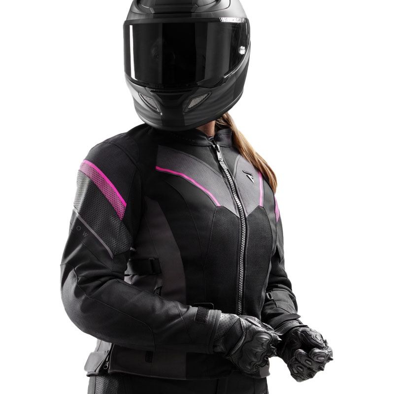 Women's Rebelhorn Hiflow V Schwarz-Grau-Rosa Motorradjacke