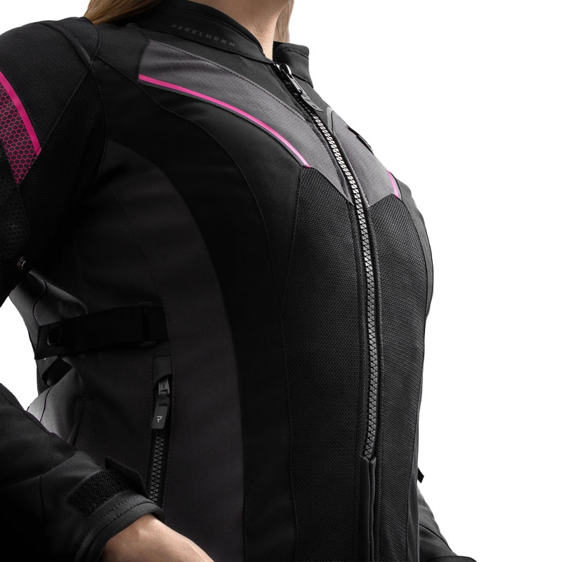 Women's Rebelhorn Hiflow V Schwarz-Grau-Rosa Motorradjacke