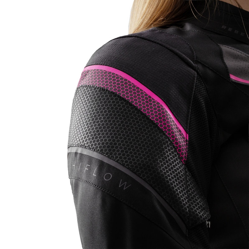 Women's Rebelhorn Hiflow V Schwarz-Grau-Rosa Motorradjacke