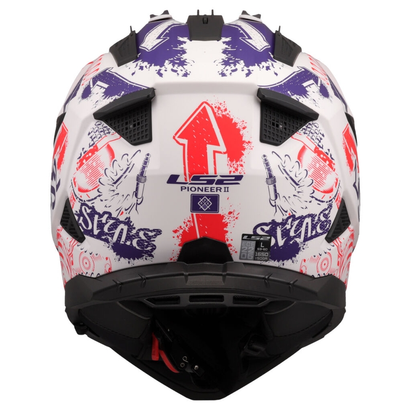 Enduro Motorradhelm LS2 MX702 Pioneer II Fantasy weiß-rot-blau