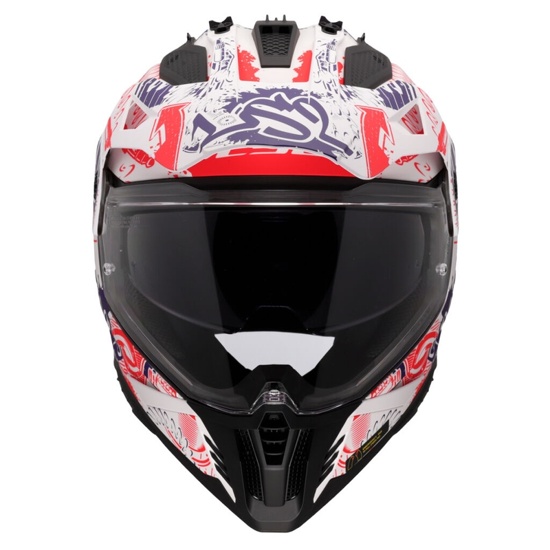 Enduro Motorradhelm LS2 MX702 Pioneer II Fantasy weiß-rot-blau