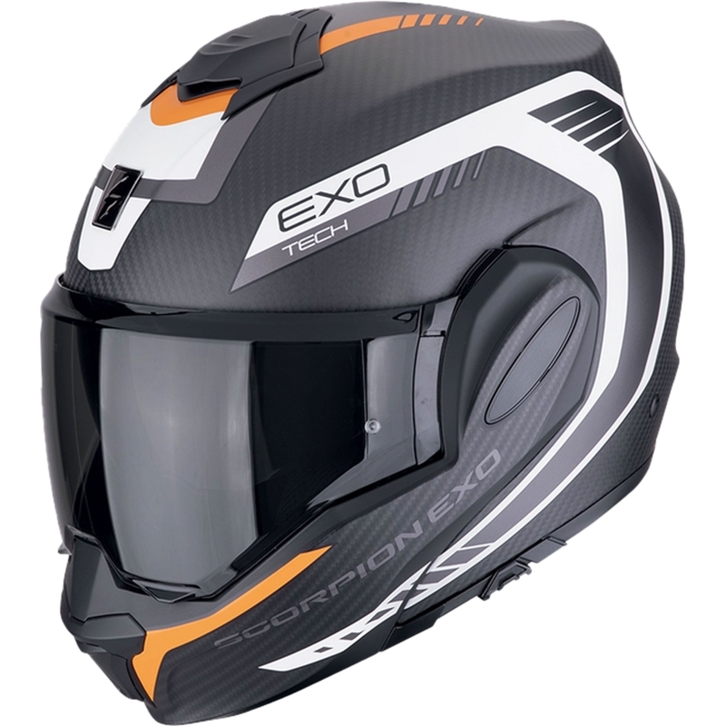 Klappbarer Motorradhelm Scorpion EXO-TECH EVO CARBON COSY mattschwarz-orange