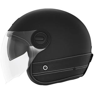 Offener Motorradhelm NOX PREMIUM Heritage aus schwarzem Leder