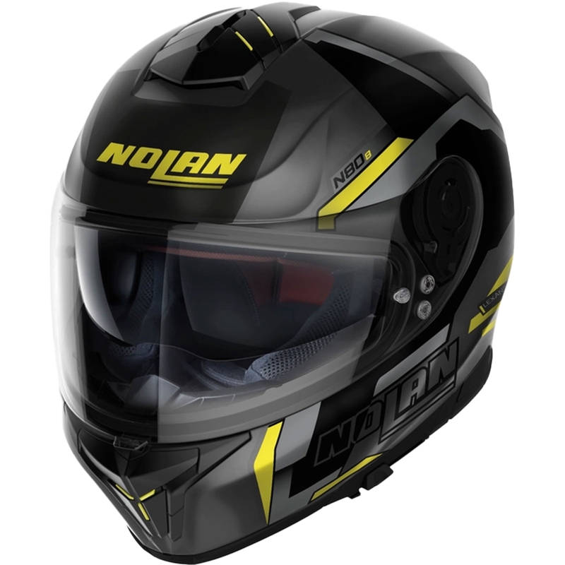 Integrierter Motorradhelm Nolan N80-8 Wanted N-com schwarz-fluo gelb
