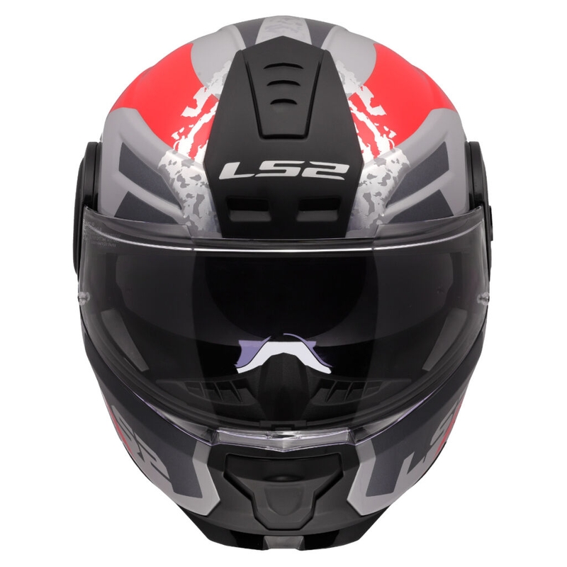 Klapphelm Motorrad LS2 FF902 Scope II Oxyd grau-rot