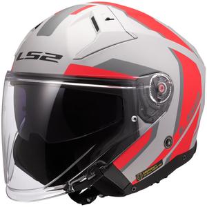 Offener Motorradhelm LS2 OF603 Infinity II Focus grau-rot