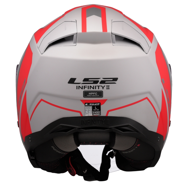 Offener Motorradhelm LS2 OF603 Infinity II Focus grau-rot