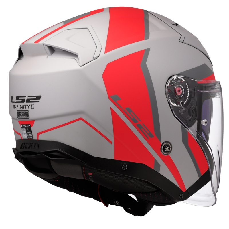 Offener Motorradhelm LS2 OF603 Infinity II Focus grau-rot