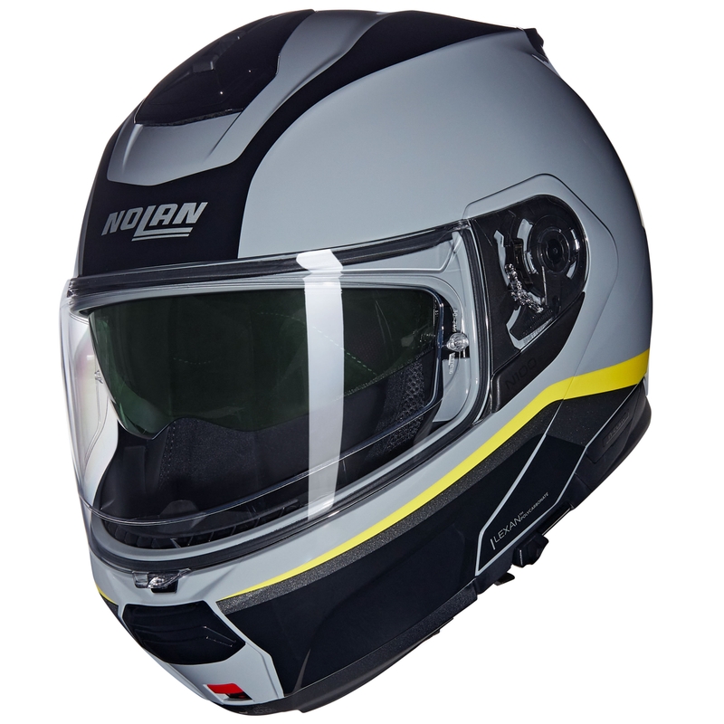 Klapphelm Motorrad Nolan N100-6 Incognito N-COM 346 grau-schwarz-gelb