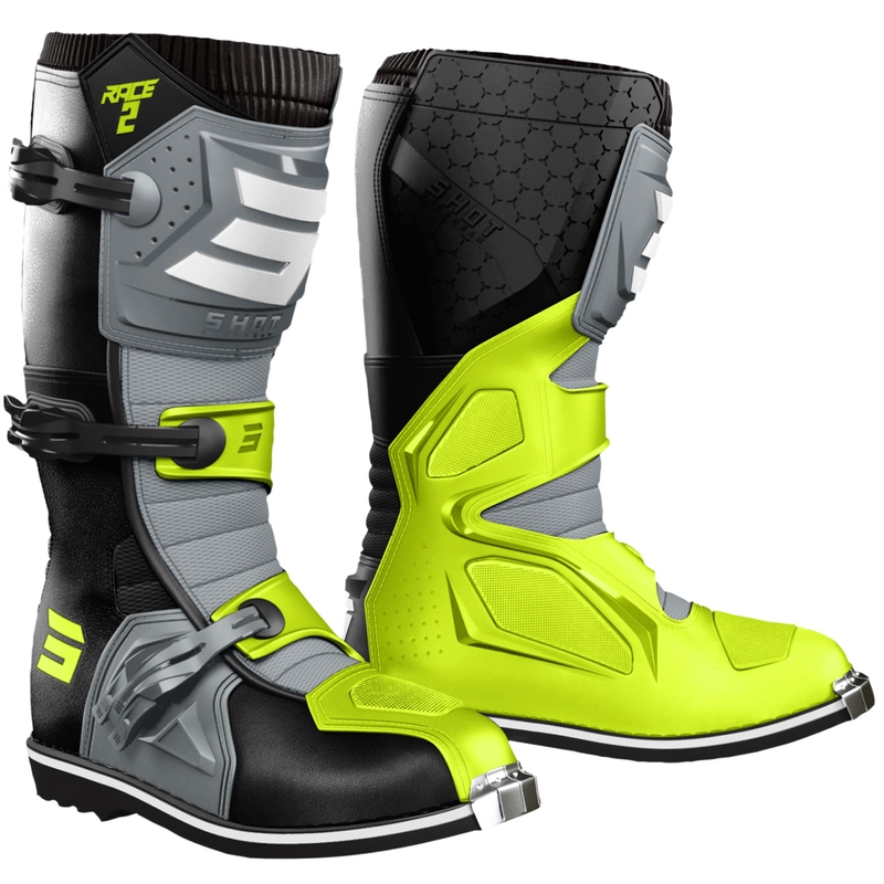 Shot Race 2 Motocross-Stiefel, schwarz-grau-fluoreszierend gelb