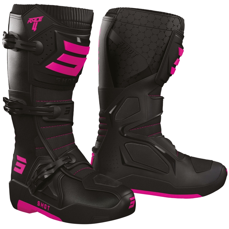 Shot Race 4 schwarz-fluoreszierend pinke Motocross-Stiefel