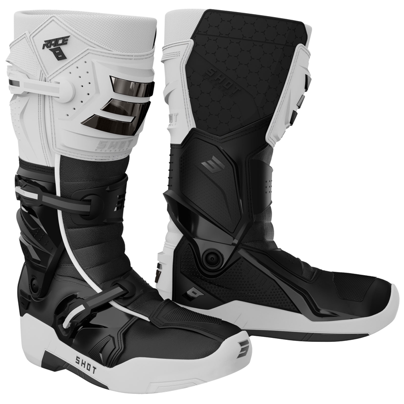 Shot Race 8 Motocross-Stiefel weiß-schwarz
