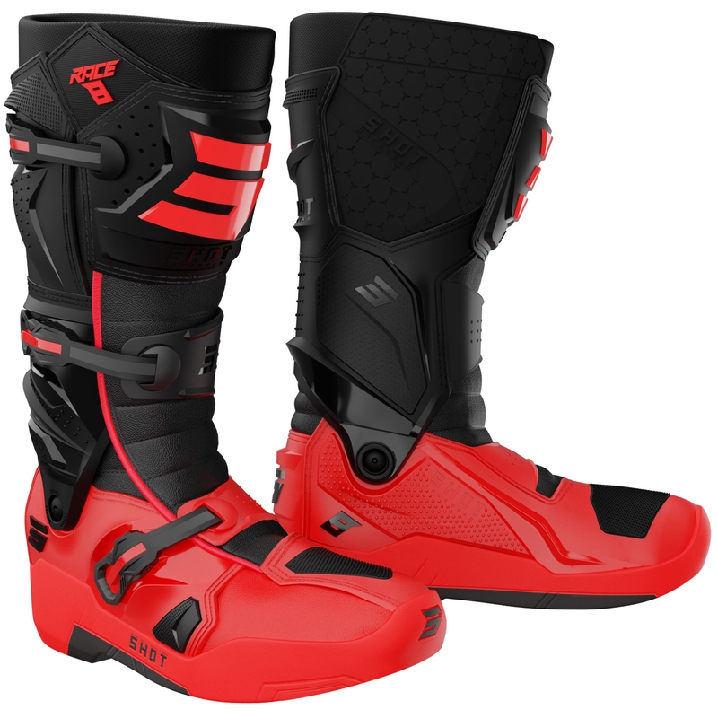 Shot Race 8 Motocross-Stiefel schwarz-rot