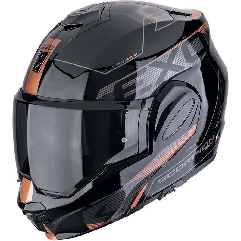 Klappbarer Motorradhelm Scorpion EXO-TECH EVO TRAVELLER schwarz-kupfer