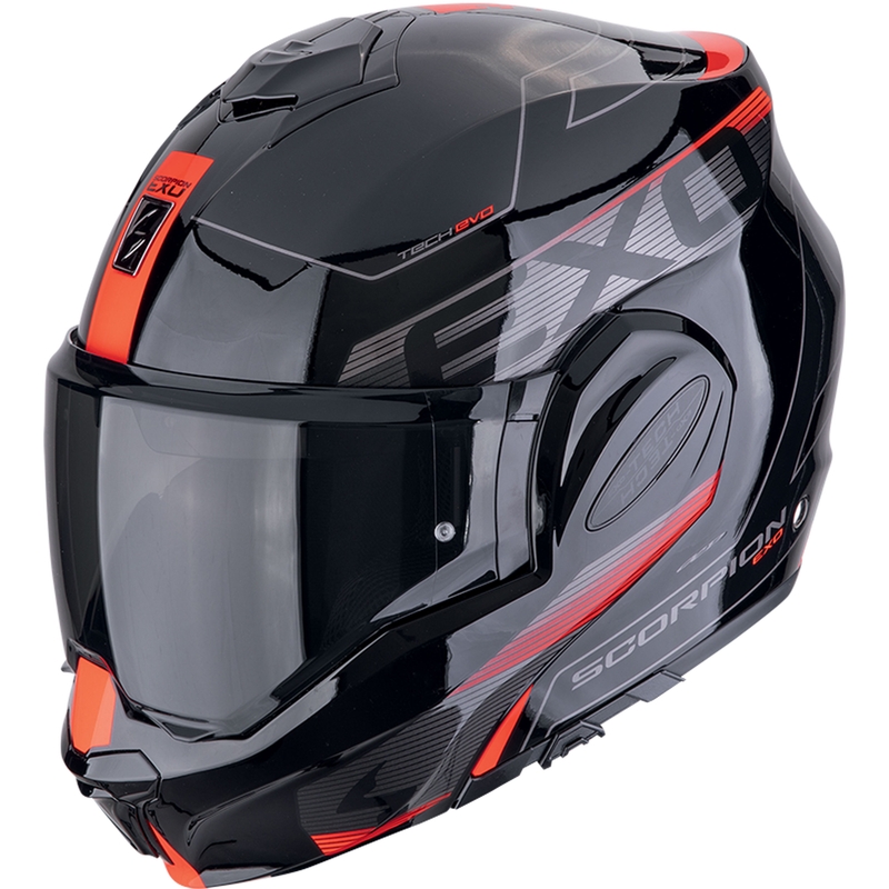 Klappbarer Motorradhelm Scorpion EXO-TECH EVO TRAVELLER schwarz-rot